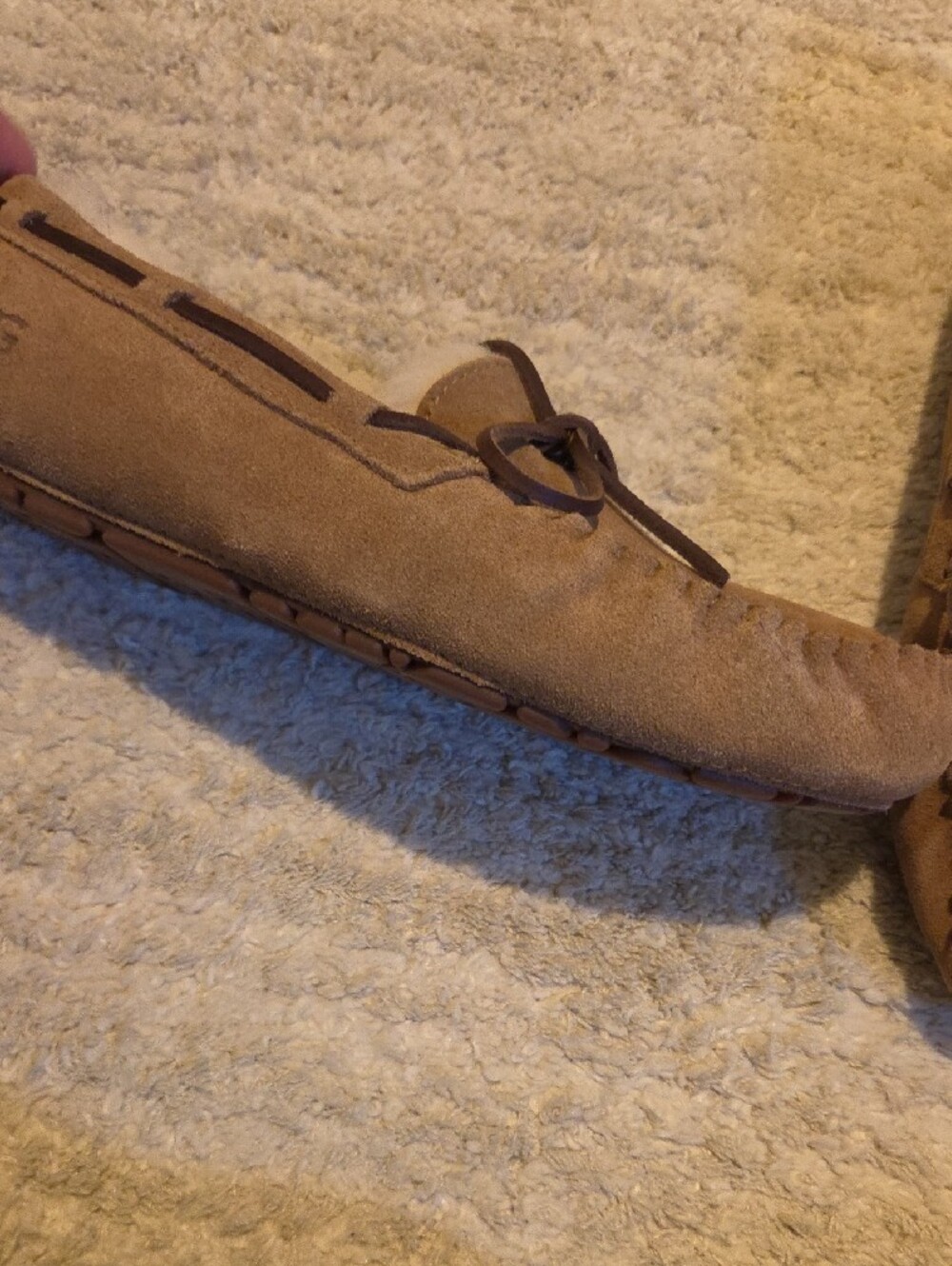 UGG Women's Tan Suede Shearling Moccasins - Picture 9 of 11